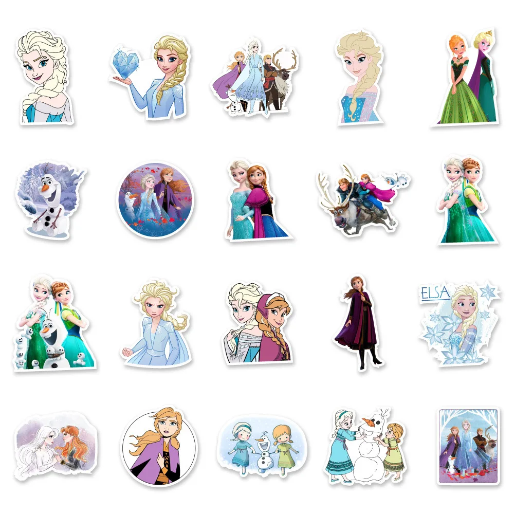 10/30/50pcs Disney Cartoon Movie Frozen Stickers Elsa Princess Decals Laptop Luggage Skateboard Phone Diary Guitar Bike Stickers