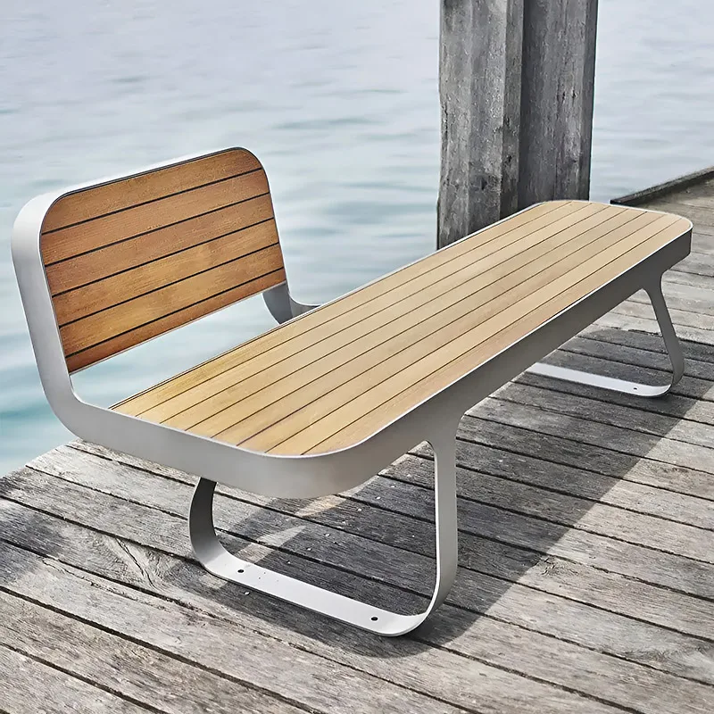 

Park chair Outdoor solid wood bench Stainless steel wrought iron bench Leisure seat Outdoor outdoor patio chair