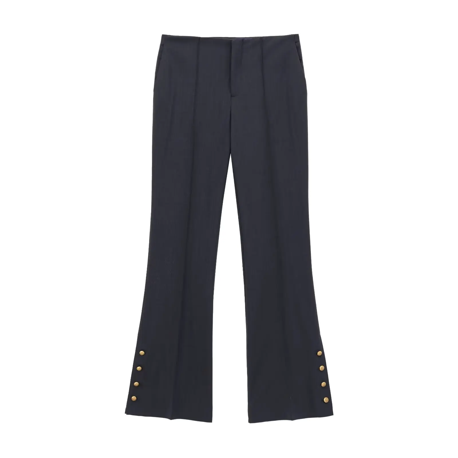 Jenny&Dave French Fashion Button Decoration Flare Pants Suit Pants Women Casual Trousers Minimalist Coummuter Pants