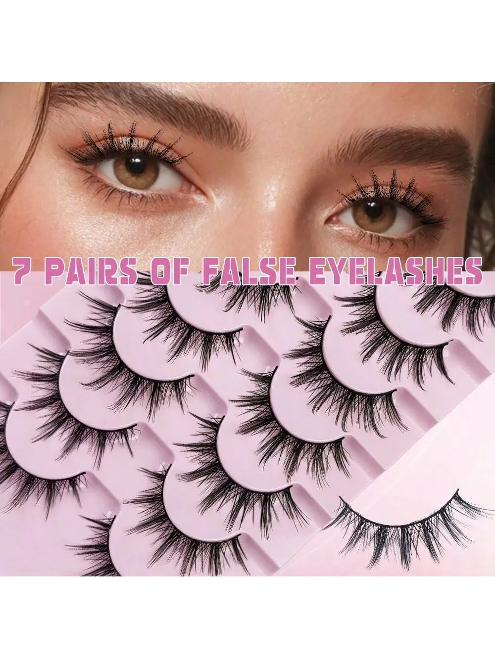 New Cat Eye Lashes 5D Fluffy Faux Mink Lashes 8D Volume Wispy Long Lashes Fake Eyelash Russian Strips 5 to 7Pairs Pack Makeup