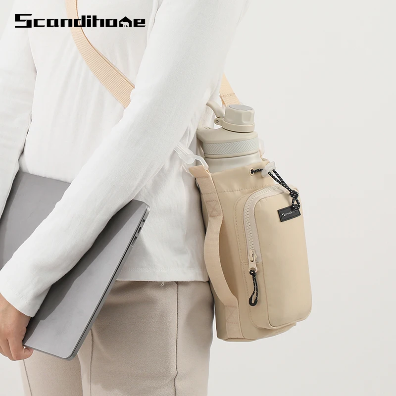 Portable Water Bottle Carrier Bag Travel Small Crossbody Shoulder Phone Pocket Bag With Cup/Water Bottle Holder Pouch