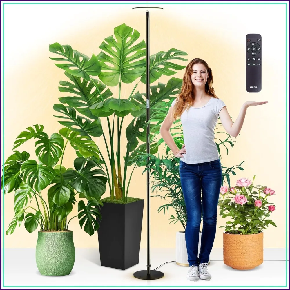 

85" Full Spectrum Plant Light for Indoor Plants, 4/8/12H Timer, 40W Grow Lamp, 10 Dimmable Brightness, Height Adjustable, Ideal for Large Tall Plants