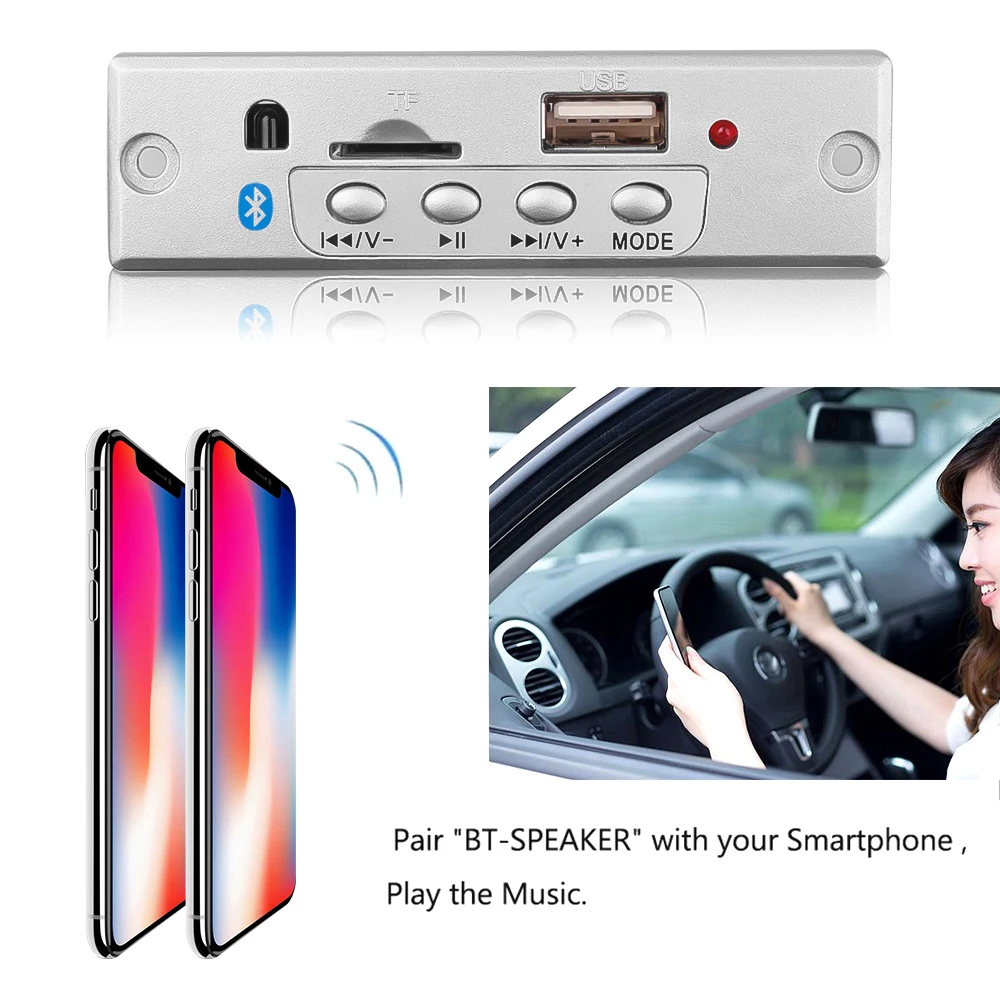 Scheda di decodifica Bluetooth 5.0 lettore MP3 supporto Audio per auto USB TF modulo Radio FM per auto DC 5V 12V supporto MP3 WMA WAV FLAC APE