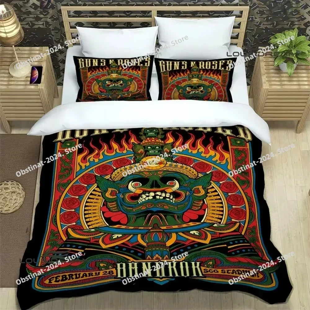 

Guns n'roses band retro Bedding Set Duvet Cover Full Queen King Size Pillowcase Bed Print Bed Set Aldult Kid Bedroom Single Twin