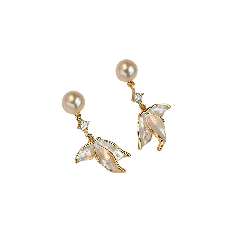 

Серьги с кисточками и жемчугом, новые популярные серьги-гвоздики из стерлингового серебра 999 пробы, серьги, подходящие для круглых лица