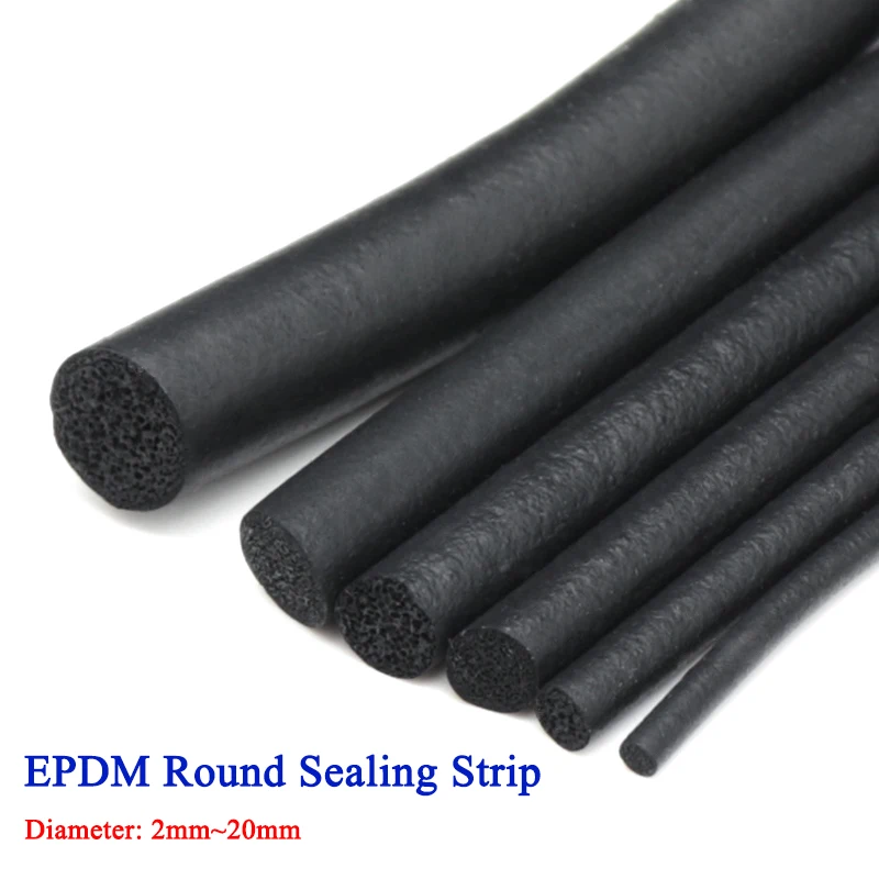 

2/5M High Density Black Foam Rubber Strip Gaskets EPDM O Type Round Sealing Strip Sound Proofing Dustproof Foamed Sealing Sponge