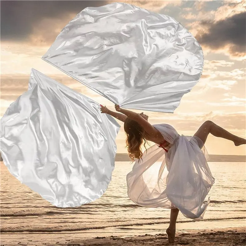 【Price Drop !!】55In Praise Dance Worship Flags 4Pcs Silver Semicircle Church Flags With Adjustable Scalable Rodsfor Outdoor