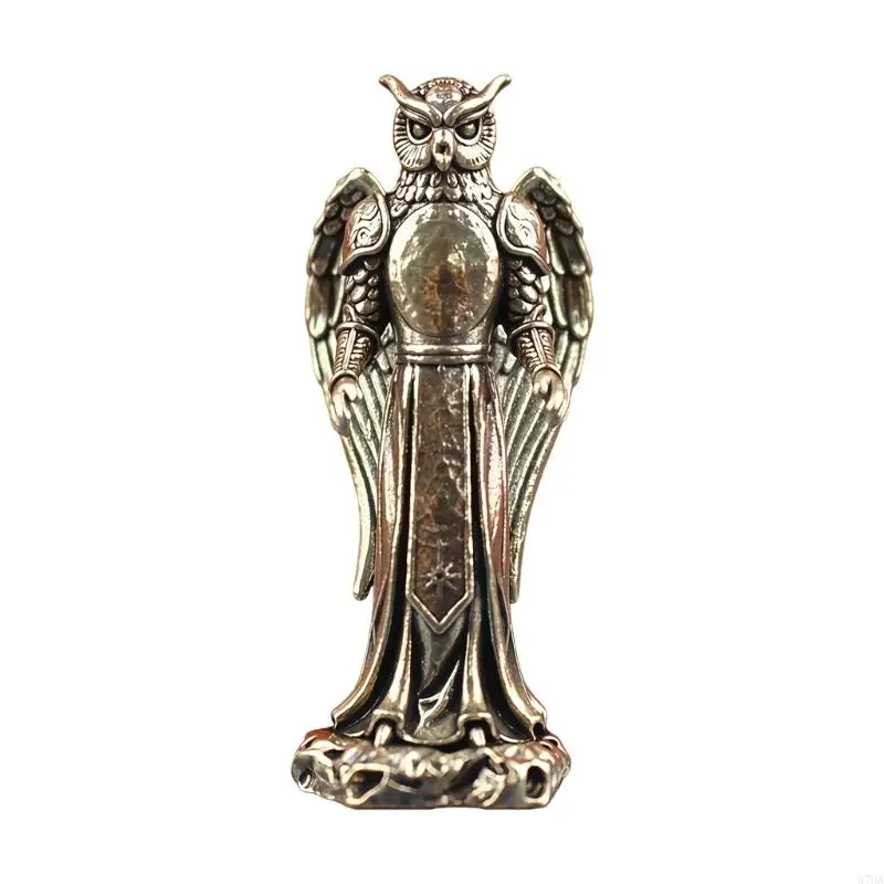 Antique Brasses Owl Figurine For Home Decors Mystical Wizard Inspired Collectible Art Piece Miniature Statue Collectible 87HA