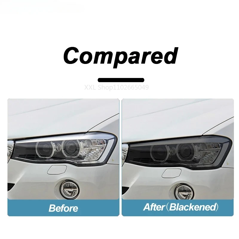 2pcs Car Headlight Protective Film For BMW X3 F25 2014-2017 Smoked Black Tint Wrap Vinyl Transparent TPU Sticker Accessories