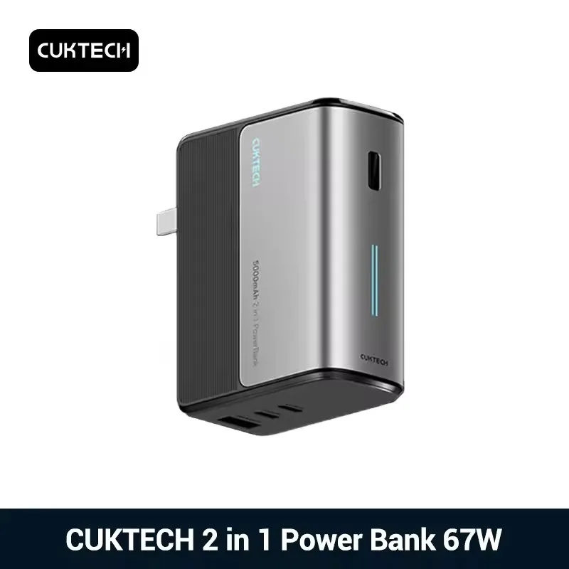 CUKTECH 2 in 1 Power Bank 5000 67W Portable Charger Foldable AC Plug 22W Max Battery Output For Laptop iPhone 16 Xiaomi Huawei