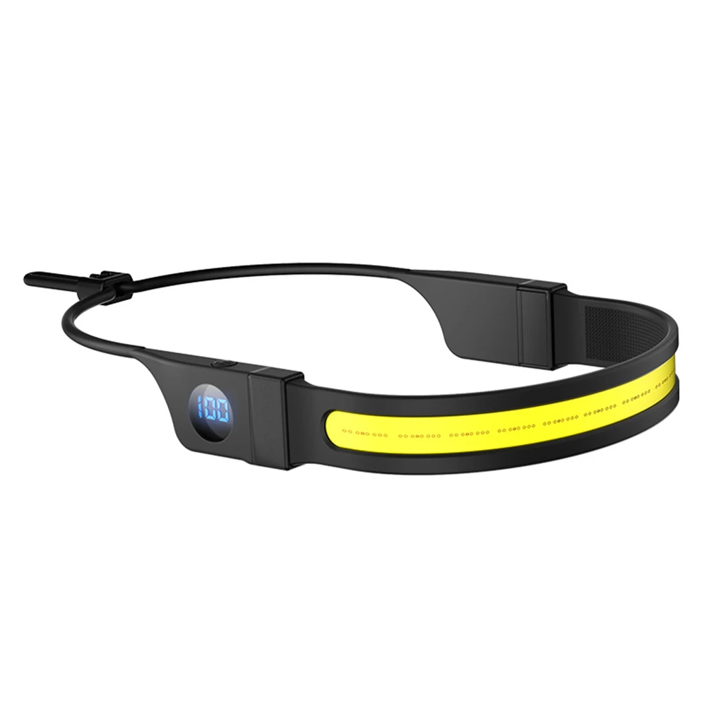 LED+COB Headlamp 300LM USB Rechargeable Waterproof Headlight 3 Modes Digital Power Dispaly for Running Cycling Camping