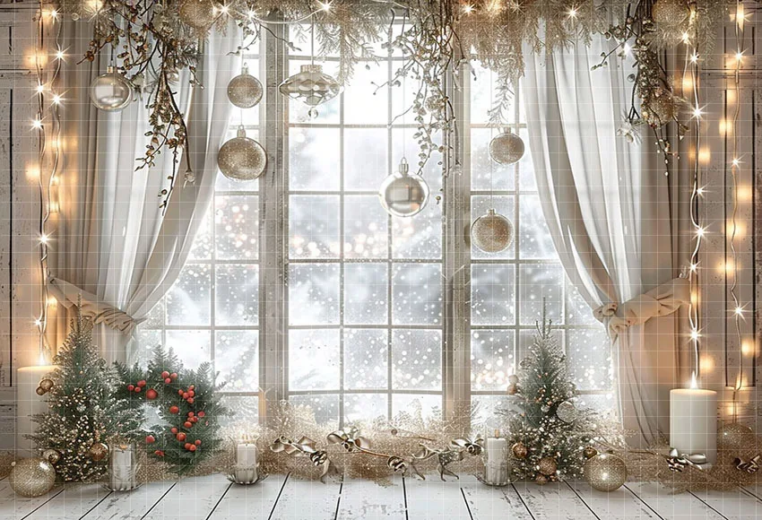 Mehofond Photography Background Winter White Christmas Window Xmas Trees Gifts Kids Family Portrait Decor Backdrop Photo Studio