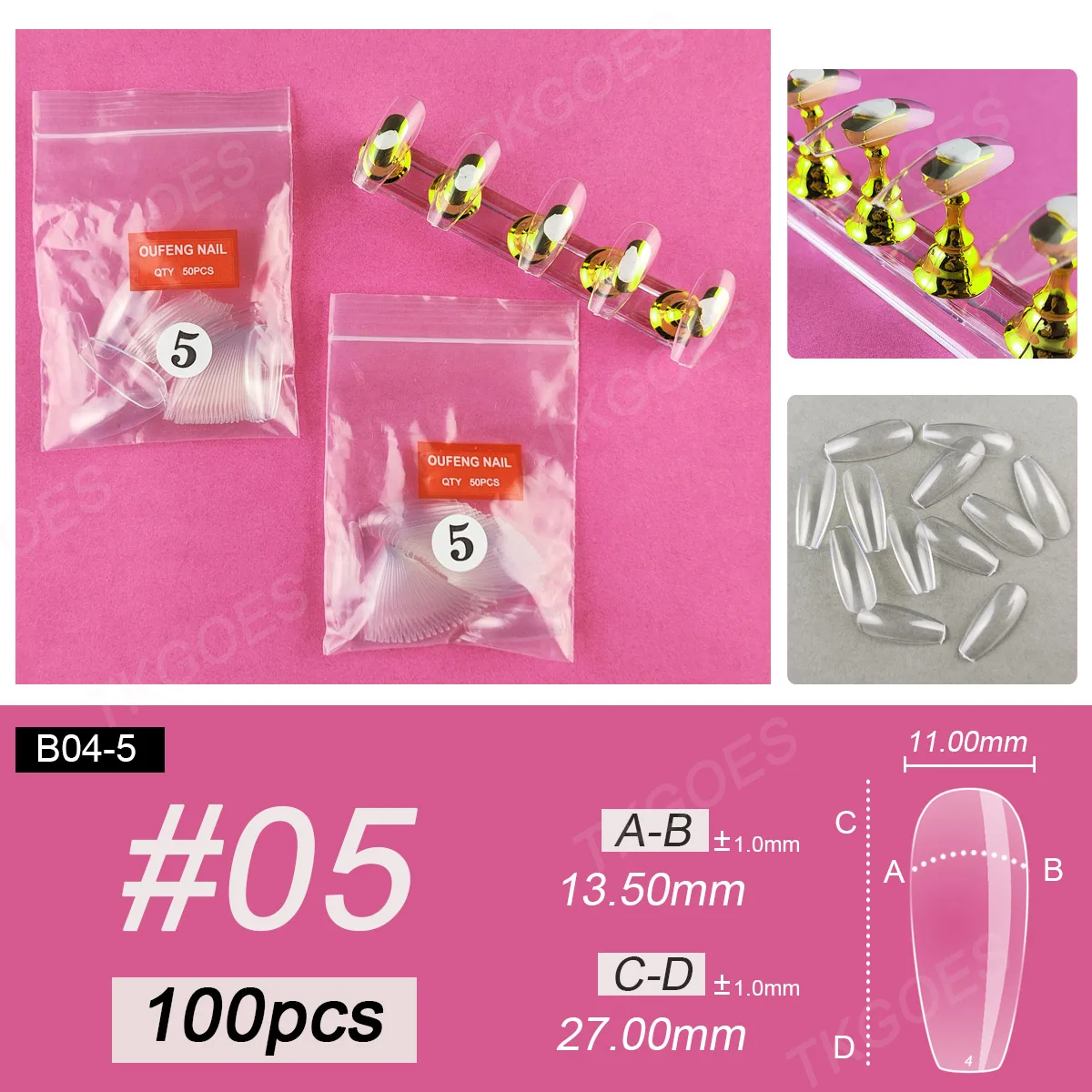B04 サイズ3 4 5 6 ミドルバレリーナつけ爪 シングルサイズ 100枚入り リフィル フェイクネイルチップ デザイン用 ポリッシュディスプレイ用