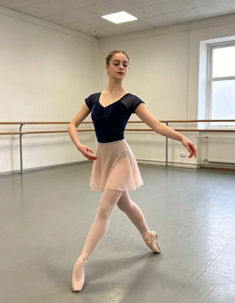 Damen Chiffon Ballettrock Kleiner Schürzen-Tutu Einfarbiger Übungs-Trikotrock Hochwertige Elegante Tanzkleidung für Erwachsene – Detail 6
