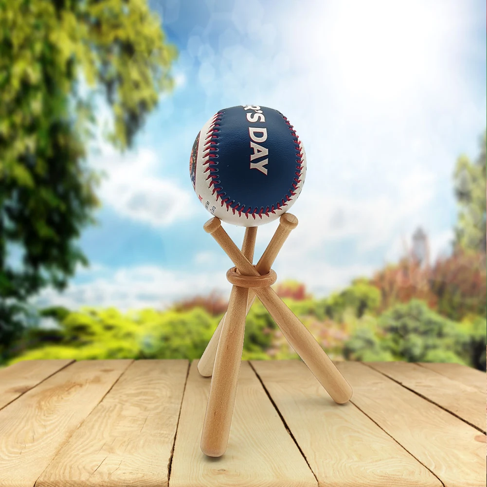 Wooden Baseball Holder Baseball Golf Tennis Ball Display Stand Baseball Bat Display Stand Holder for Kids and Sports Lover