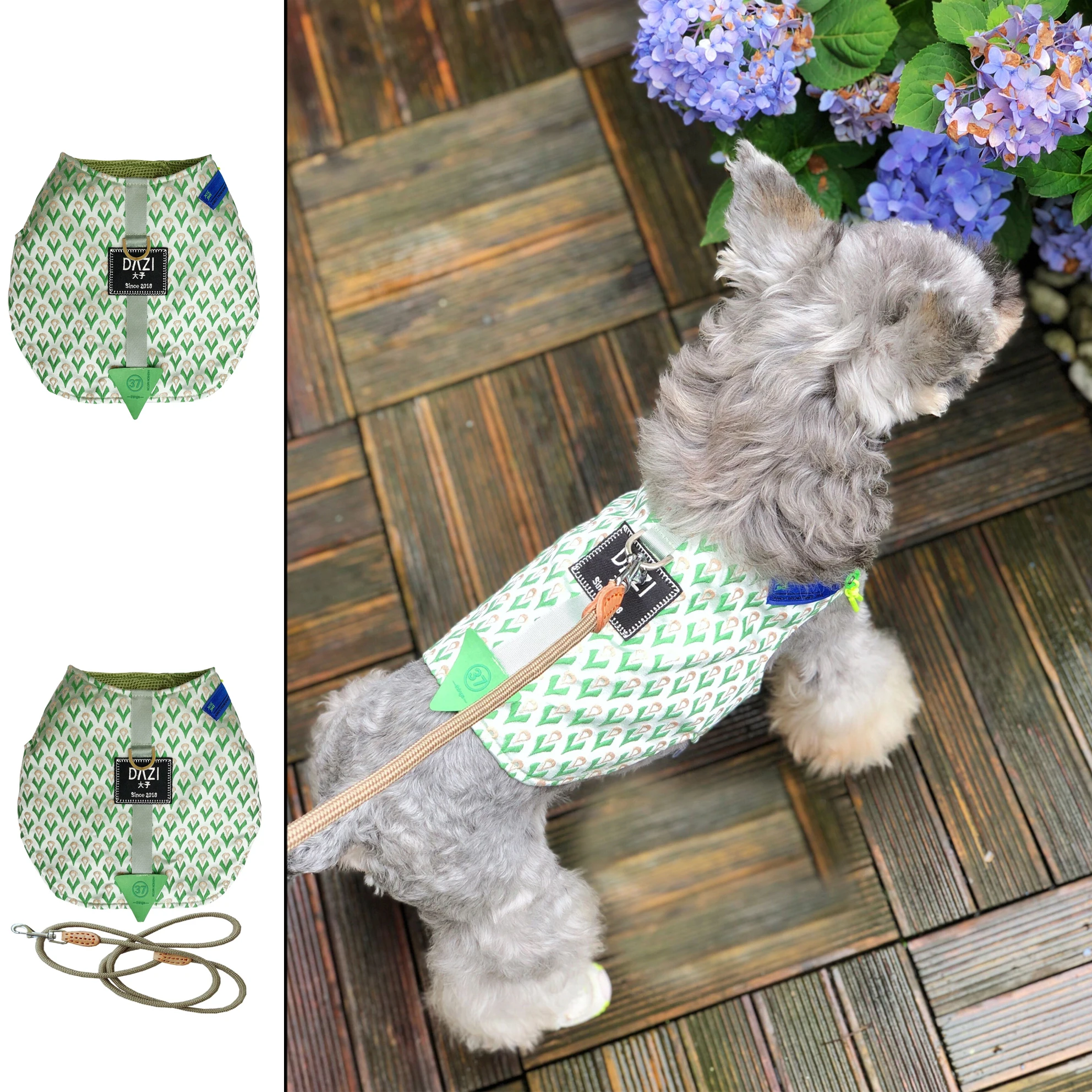 

Luxury Small Dogs Harness Spring Summer Dog Vest Harness Collar for Schnauzer Pomeranian Adjustable Harness for Pet Travel Walk