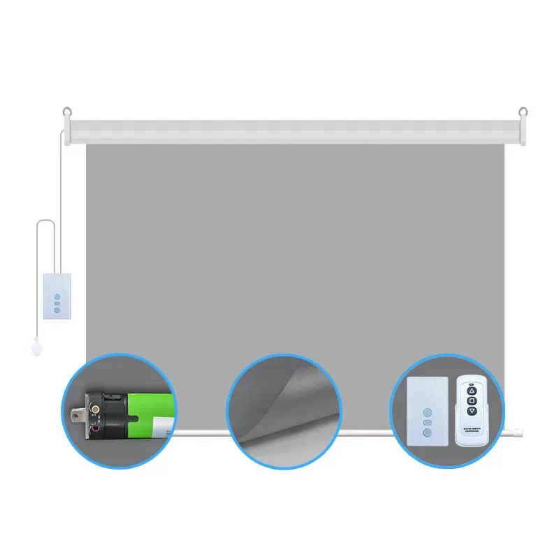 모터 구동 전동 후면 투사 스크린 60-100인치, 리모컨 포함, LED LCD HD 프로젝터 3D 4K 지원 후면 투사