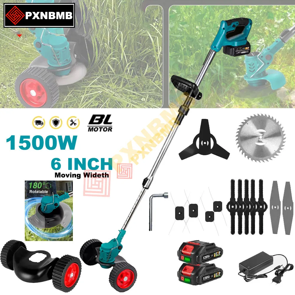 PXNBMB Weed Trimmer Lawn Electric Brushles 2-in-1 Cordless String Grass Trimmer Cutter Electric Lawn Mower for Yard Garden Tools