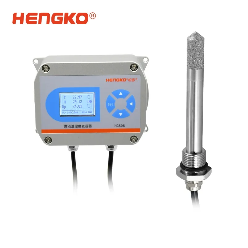 HG808 D4 SS Probe -60 to 90 Deg C Td 4 to 20mA Output RS485 Dew Point Sensor Transmitter With Display