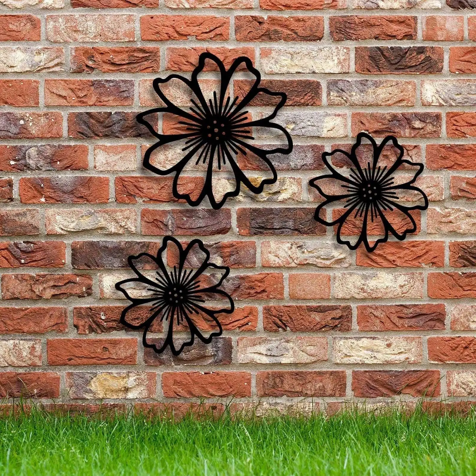 CIFBUY 3pcs Metal Flower Wall Decor Outdoor Garden Art Indoor Fence Hanging Decoration For Home Living Room Yard Patio Porch Roo