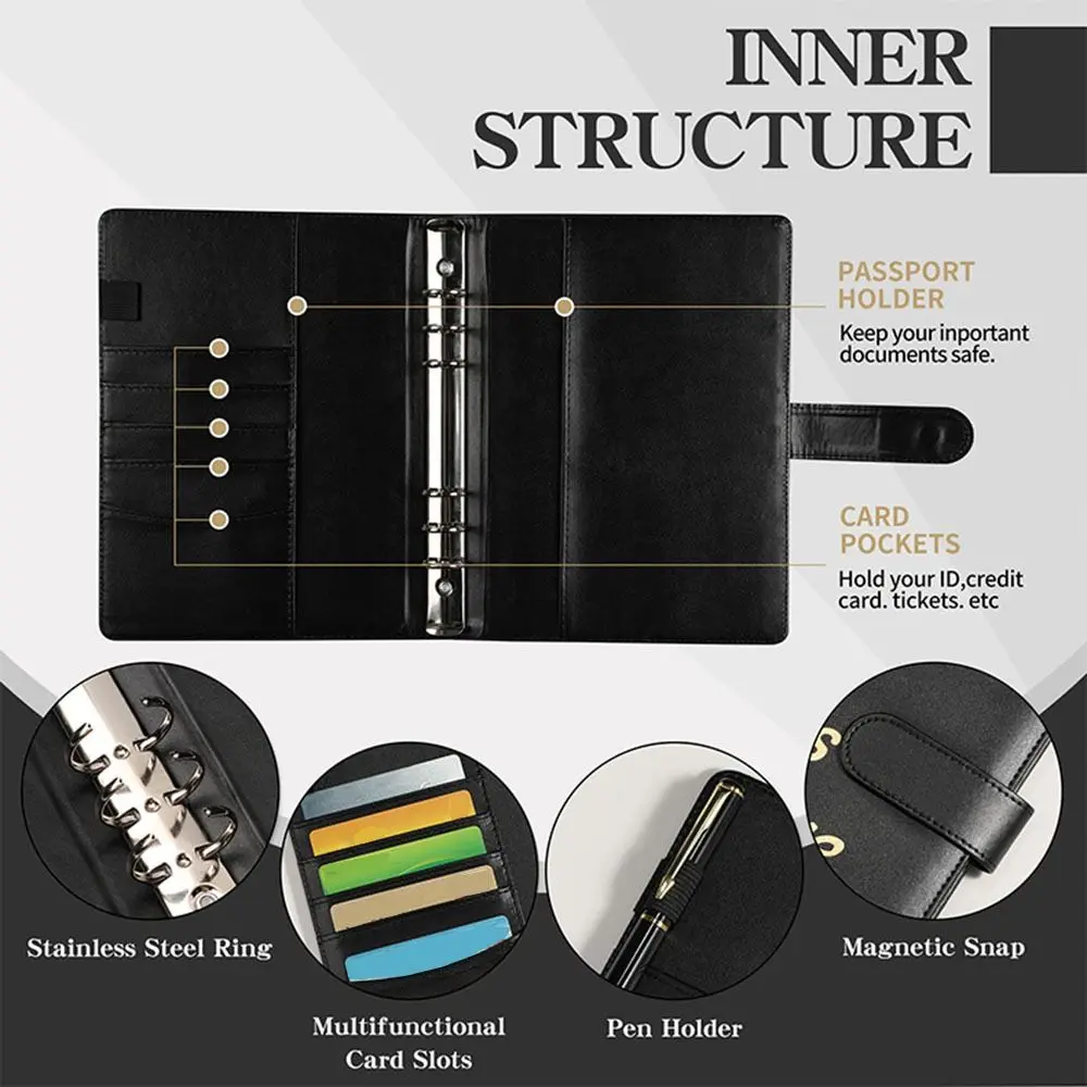 Raccoglitore per risparmio di denaro in PU 52 settimane Sfide di risparmio colorate Libro Busta impermeabile durevole Sfida di risparmio Risparmia denaro