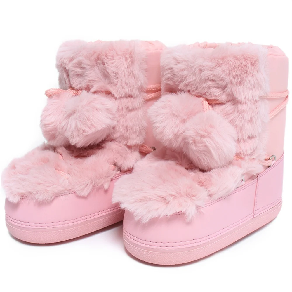 Botas de Nieve para Mujer, Peludas, Suaves, con Peluche, Botas de Invierno 2025 para Mujer, Impermeables, Color Rosa, Negro, Blanco, Botas de Nieve con Peluche