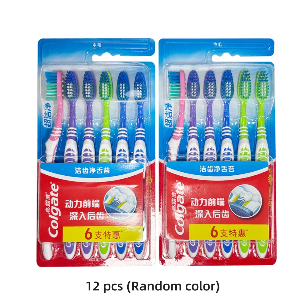 Cepillo de Dientes Unisex Estilo Colgate, Cerdas Suaves y Medianas, Diseño Ergonómico, Herramienta de Limpieza Dental para Uso Diario Familiar y de Viaje