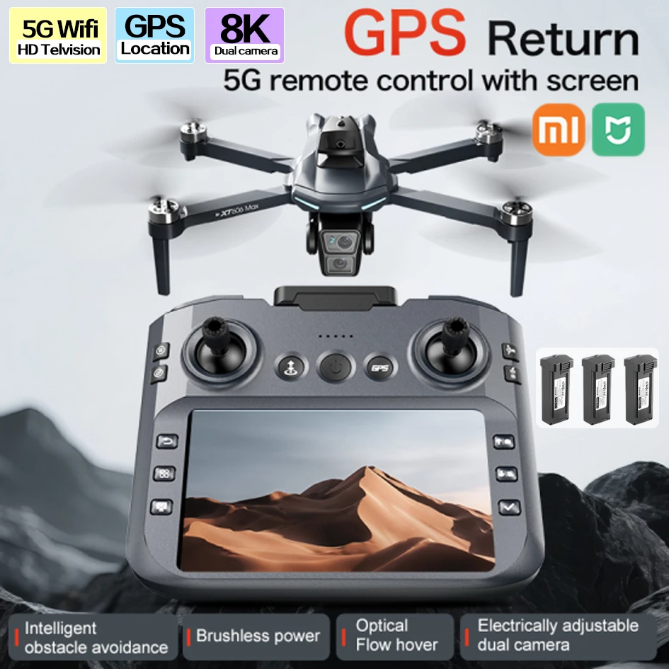 

Xiaomi XT606GPS Screen Brushless Aerial Photography Drone 4K HD Dual Camera Brushless Motor 5G WIFI Remote Control Quadcopter