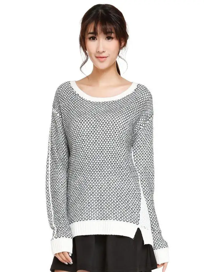 

Egerip повседневный длинный вязаный свитер светящийся женский весенне-осенне-зимний круглый свитер Ne Street Sle стандартной длины из смеси волокна