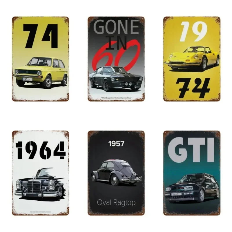 HD Metal Tin Sign Vintage Classic Car Racing Retro Auto Wall Decor for Garage Man Cave Home Decoration