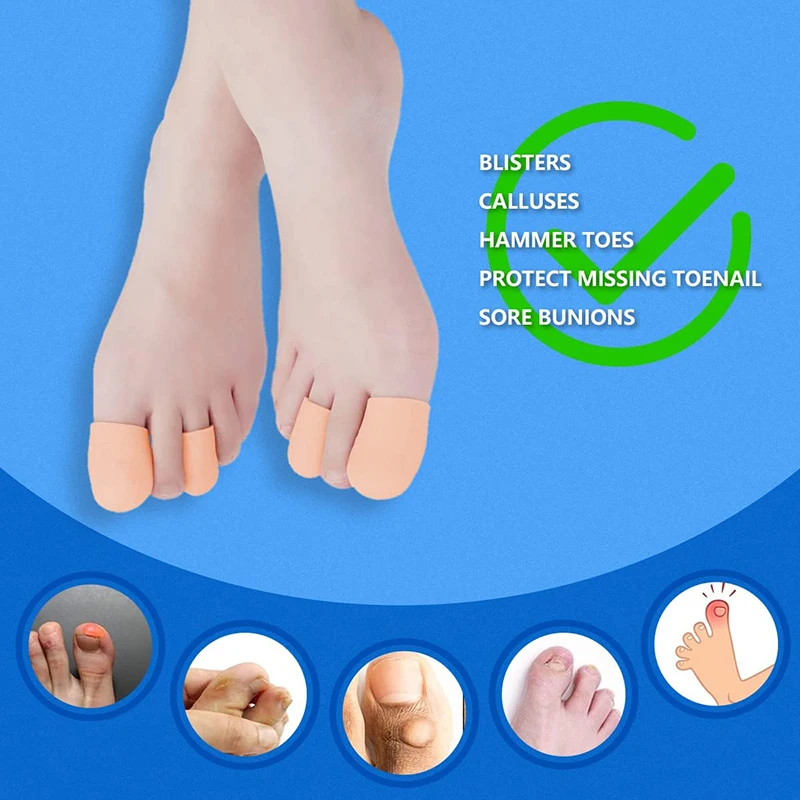 10pcs/5Pairs Silicone Toe Cap Protector Cover Thumb Sleeve Corn Blisters Pain Relief Gel Toe Tube Bunion Correction Foot Care