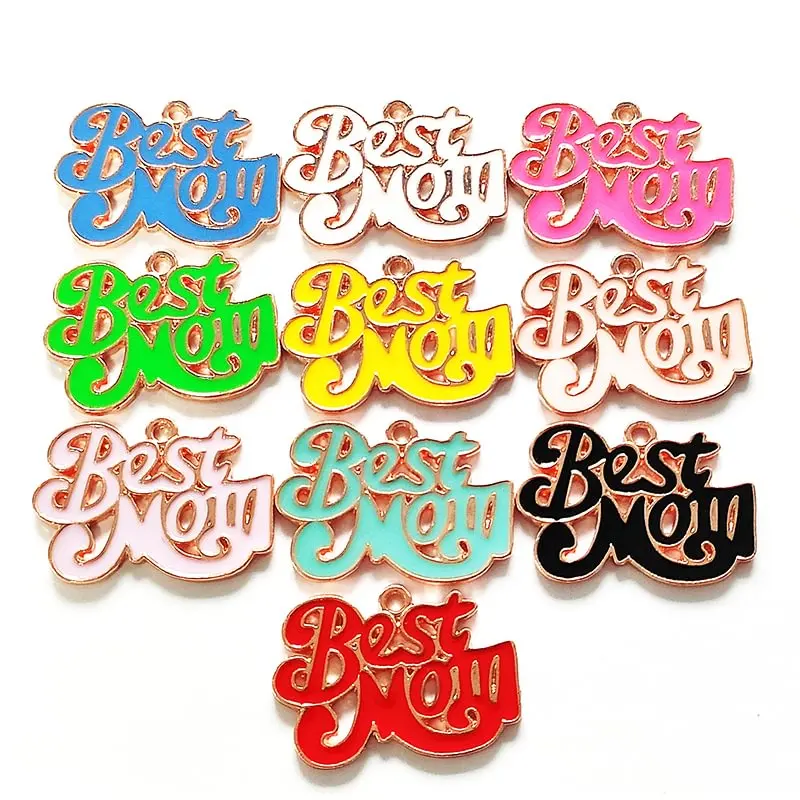 10pcs Best Mom Enamel Floating Letter Charms for DIY Bracelet Bangle Making LTC0123-LTC0126