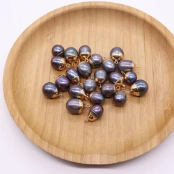 Round Natural Baroque Pearl Pendant Purple Black Jewelry Freshwater Pearl Accessories Necklace Accessories DIY Handmade Gift