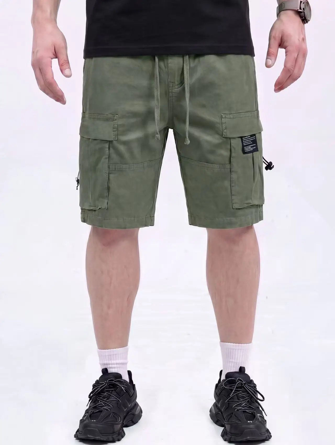 

Men's Elastic Waist Cargo Shorts Multi-Pocket Casual Outdoor Streetwear Loose Drawstring Work Shorts