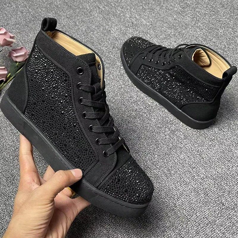 men's fashion party nightclub cow suede leather boots lace-up rhinestone shoes designer flat cowboy boot black trend ankle botas