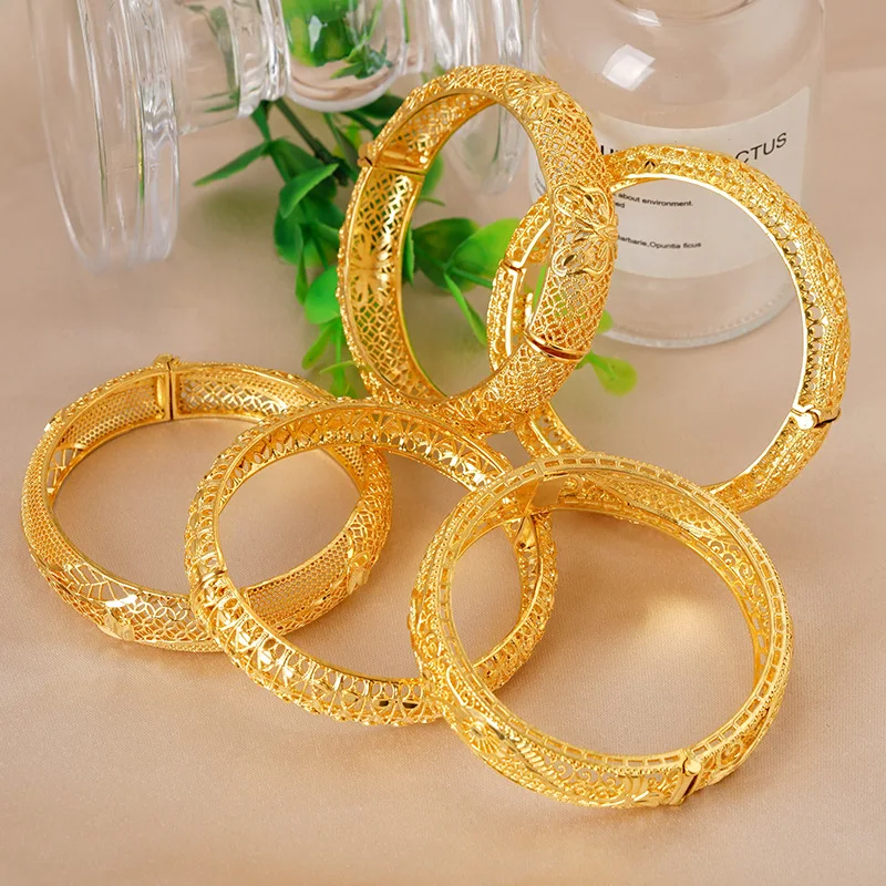 

Luxury 24K 9999 Pure Gold real gold Women's Hollow Bracelet Pattern Bracelet
