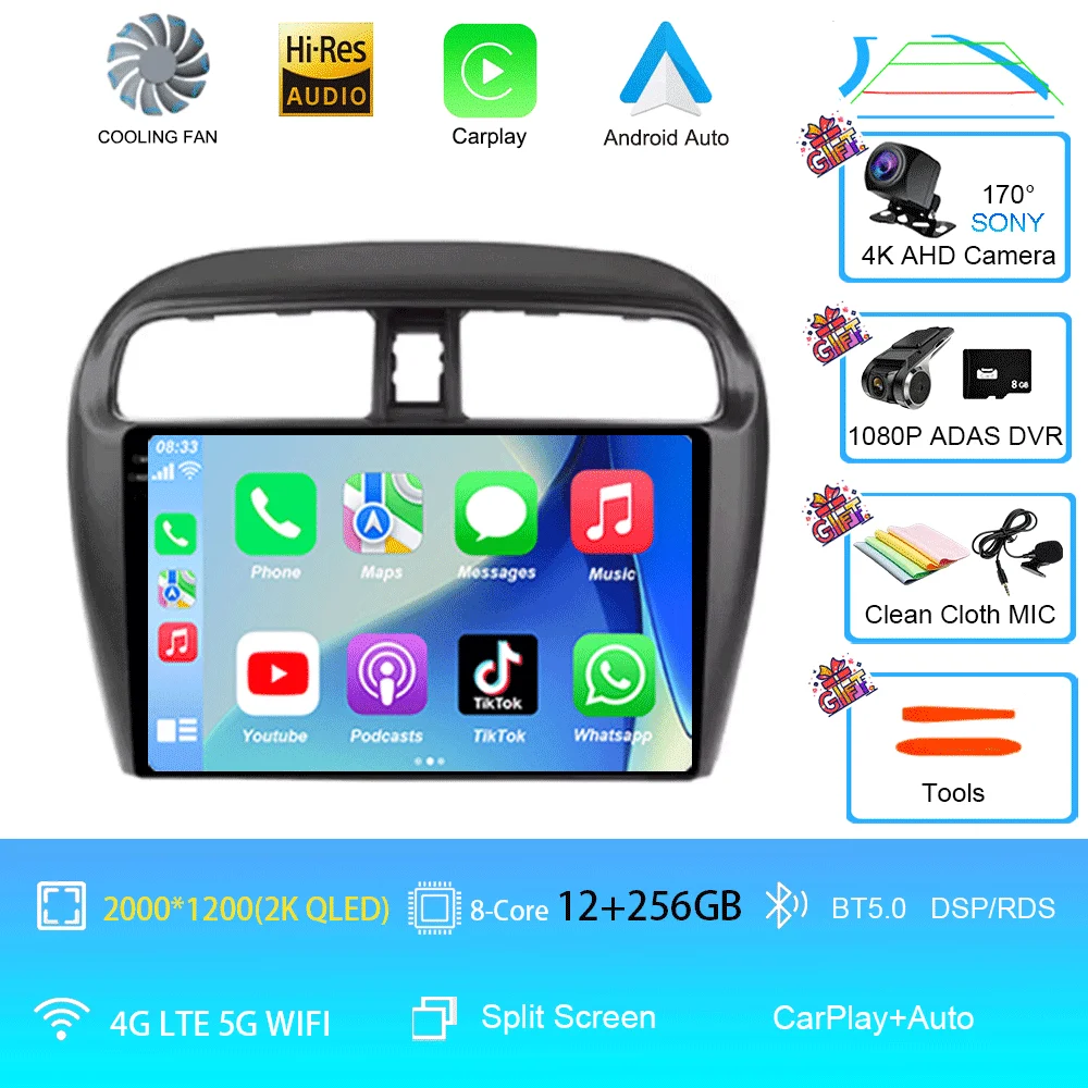 Android 16 autoradio voor Mitsubishi Mirage Attrage 2012-2018 Space Star 2014 GPS navigatie stereo multimedia