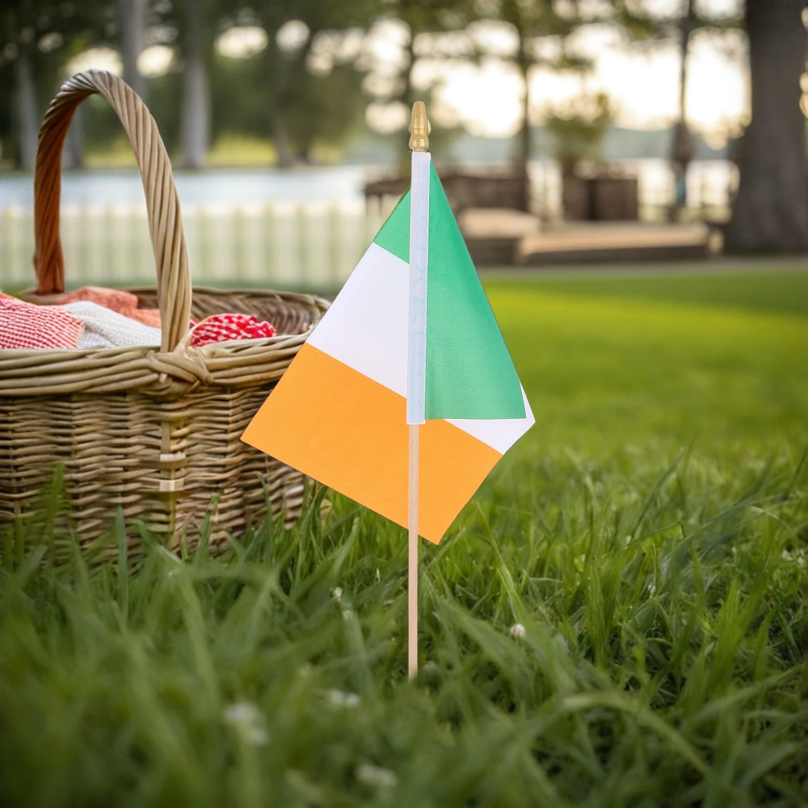 

12pcs Mini Irish Flag Handheld Stick Flags Patriotic Party Parade Festival Decorations Lightweight Portable Small Waving Flags