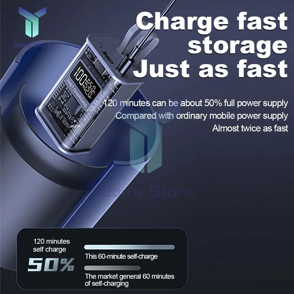 18650/21700 Battery Charger Case DIY Power Bank Box PD22.5W Fast Charging Case 10000mAh Polymer Battery Charging Power Bank Box
