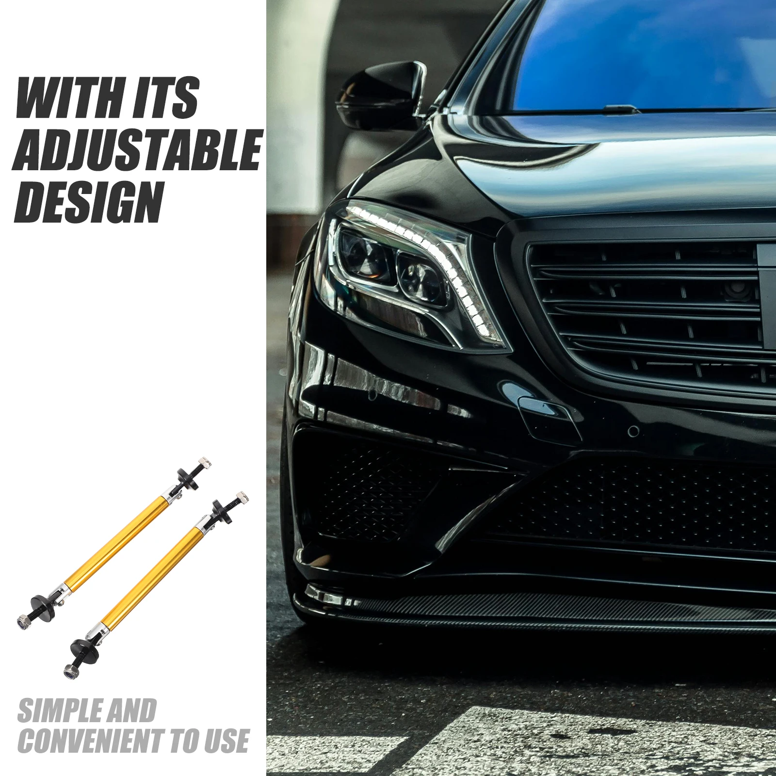 

Adjustable Aluminum Alloy Strut Front Lip Support Durable Easy Install Enhance Stability Performance For Various Models Front