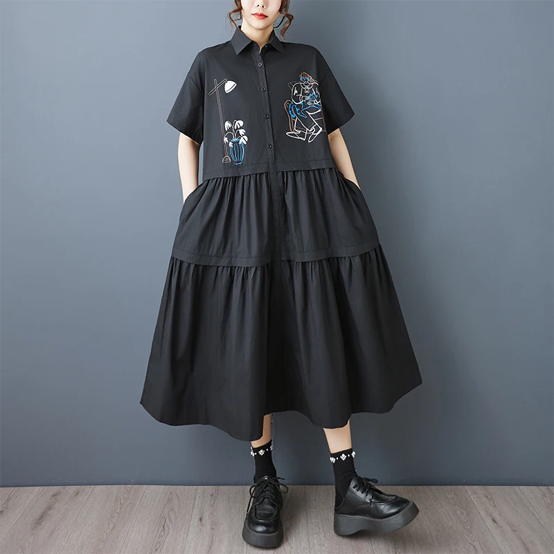 

Новое летнее винтажное платье длиной миди, плиссированная свободная утягивающая женская юбка, китайское пальто, однотонное хлопковое пальто