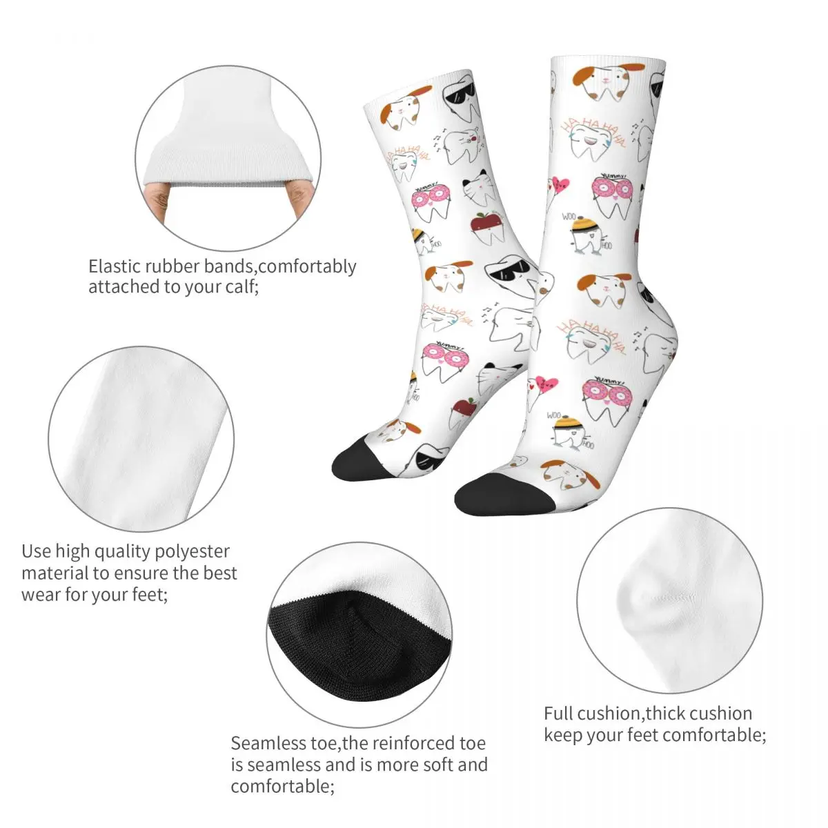 Autumn Winter Harajuku Women Men Teeth Baby Socks Dentist Dentistry Dental Hygienist Non-slip Soccer Socks