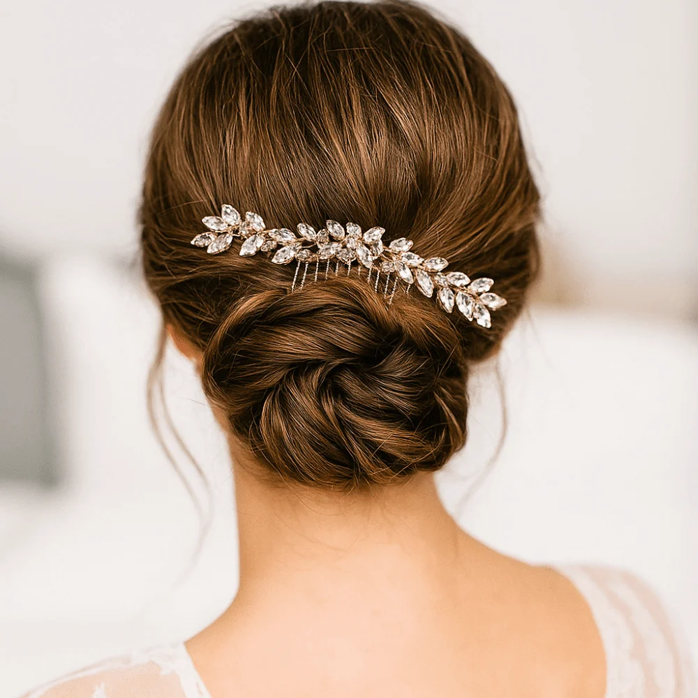 

Sweet Silver Toothed Insert Comb Geometric Tiaras Rhinestone Hairpin Hairstyle Tools Gold Hair Clip Festival