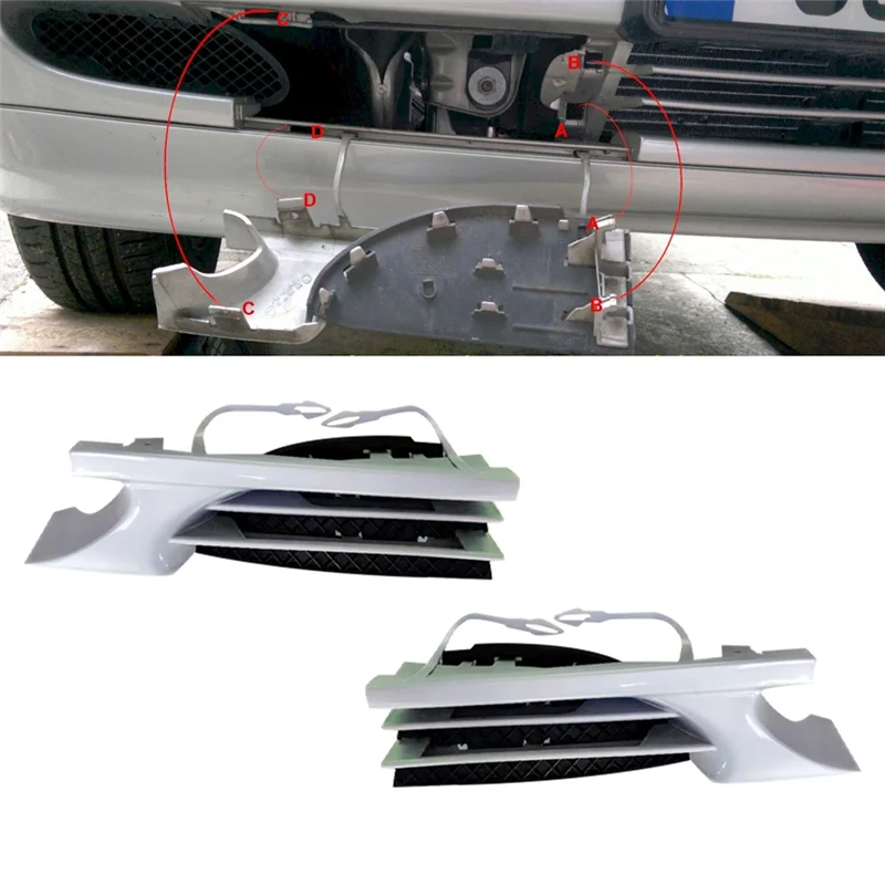 Cubierta de gancho de remolque de parachoques delantero de coche, tapa de orificio de remolque, tapa embellecedora de remolque para Clase C W202 1998-2001, 1 par