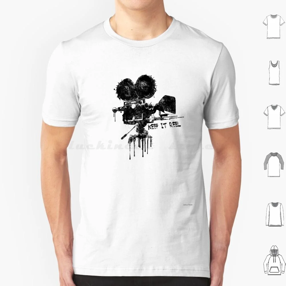 Keep It Reel. T Shirt Cotton Men Women DIY Print Film Camera Reel Movies Cameras Filmmaking Cinema Black And White Filmreel