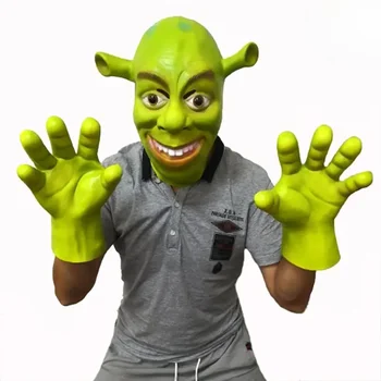 Halloween Green Shrek Latex Masks Glove Movie Cosplay Prop Decoration Adult Animal Mask Party Costume Fancy Dress Up Ball Props