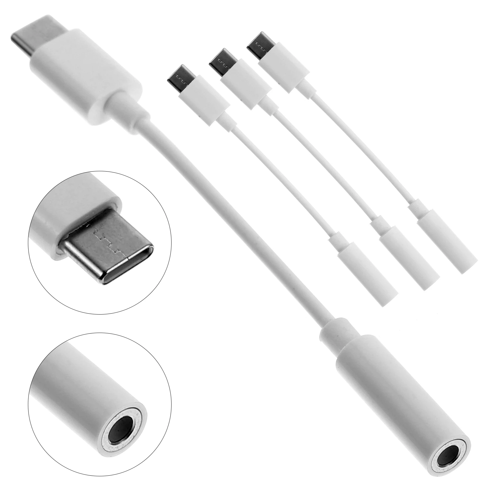 

4pcs Typec Audio Adapter Cable Earphone Converter Type-c to 3.5mm Multi Adapters Headphone Durable Cable Compatibility