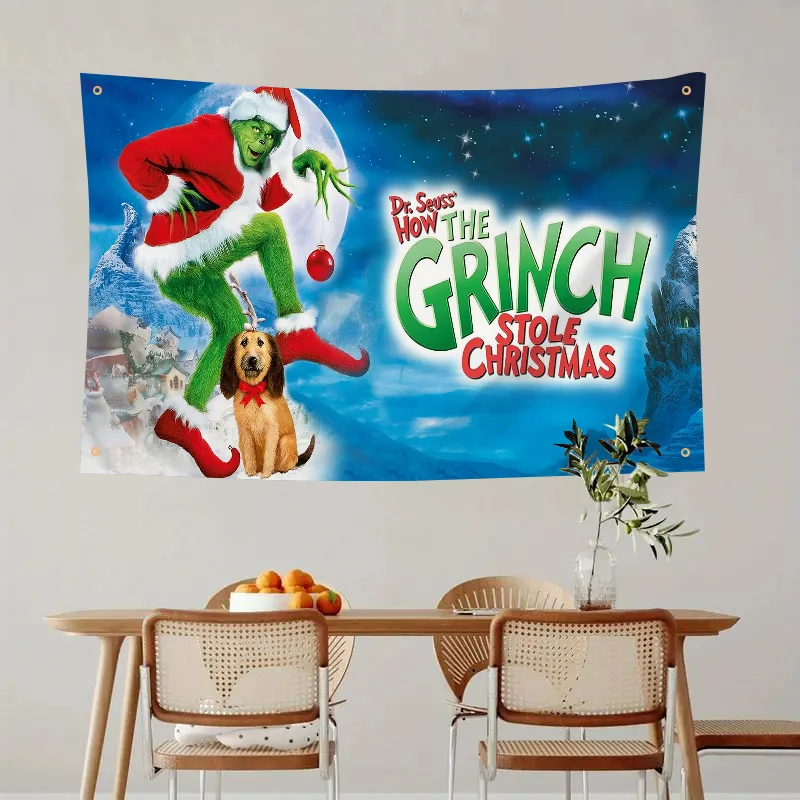 1pc-Film The G-Grinch C-Christmas Flag Flags And Banners Four Hole Flag Polyester Outdoor Decor Room Aesthetic