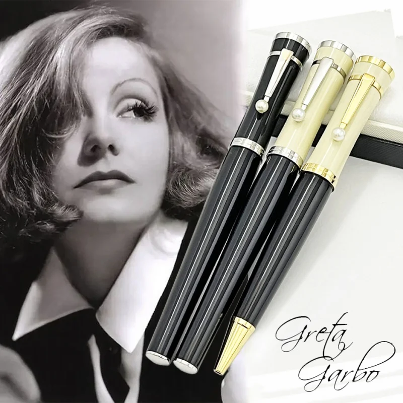 Lanlan Luxury MB penna stilografica roller a sfera Greta Garbo cancelleria per ufficio con perla sulla Clip