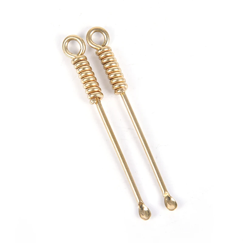 

1pc Hand-made Spiral Earpick Earspoon Adult Child Vintage Brass Ear Wax Remover Keychain Accessory Curette Ear Hygiene Scoop